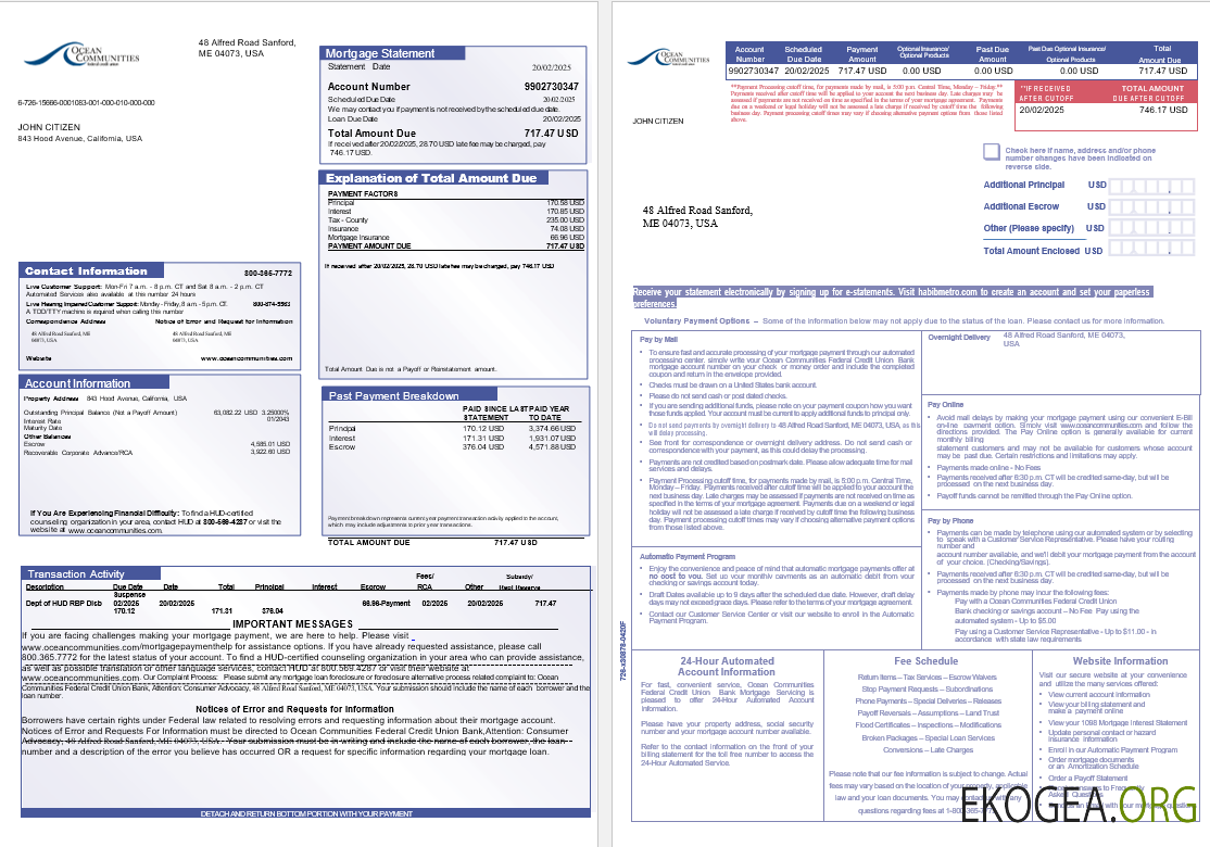 États , Unis Maine Ocean Communities Federal Credit Union relevé d'hypothèque bancaire aux formats Word et PDF, 3 pages template États , Unis Maine Ocean Communities Federal Credit Union relevé d'hypothèque bancaire aux formats Word et PDF, 3 pages template